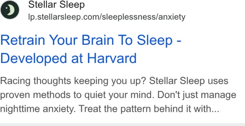 An ad Stellar Sleep is running