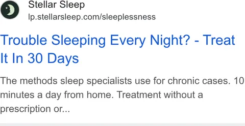An ad Stellar Sleep is running