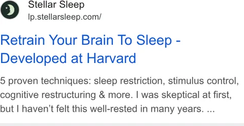 An ad Stellar Sleep is running