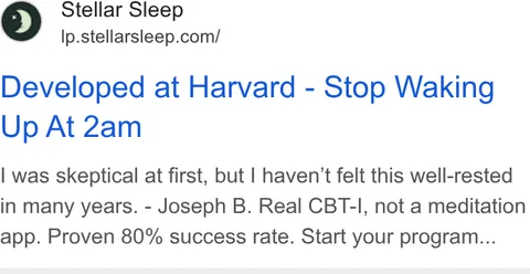 An ad Stellar Sleep is running