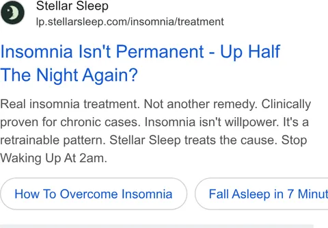 An ad Stellar Sleep is running