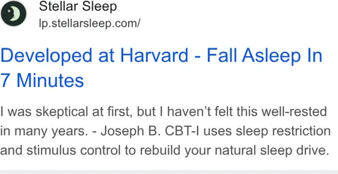 An ad Stellar Sleep is running