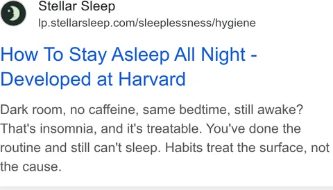 An ad Stellar Sleep is running