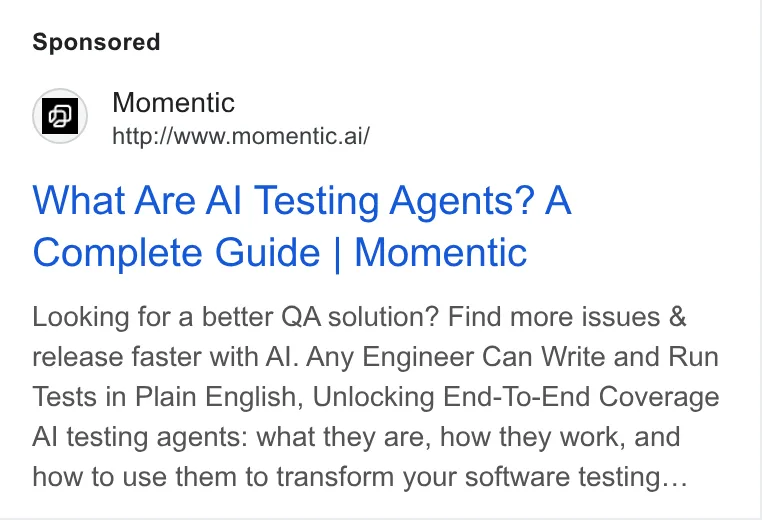 An ad Momentic is running