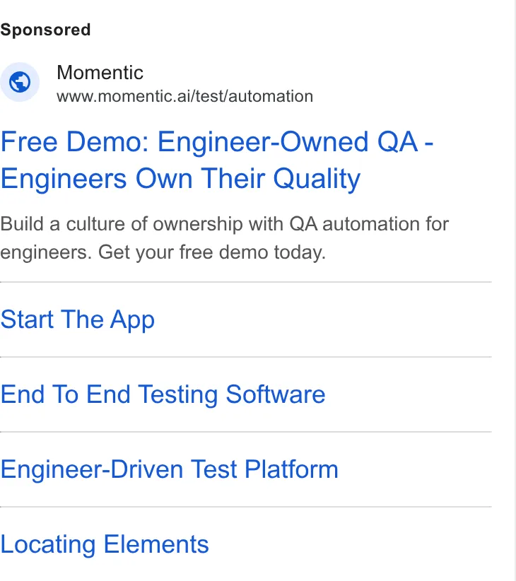 An ad Momentic is running
