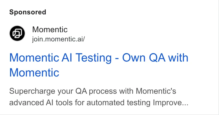 An ad Momentic is running
