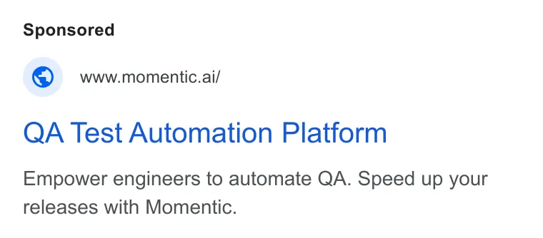An ad Momentic is running