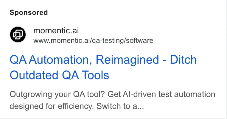 An ad Momentic is running