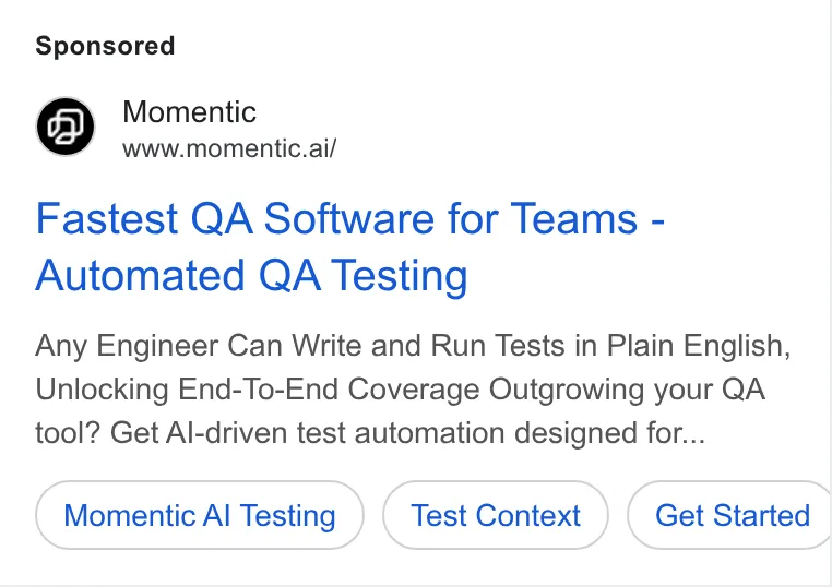 An ad Momentic is running