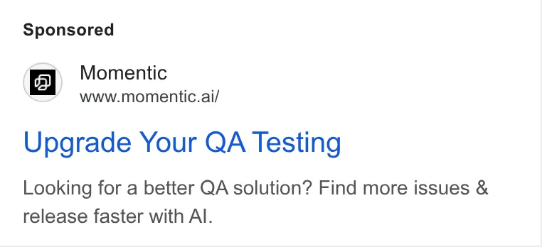 An ad Momentic is running