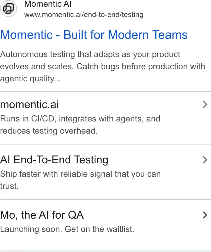 An ad Momentic is running