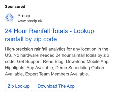 An ad Precip is running