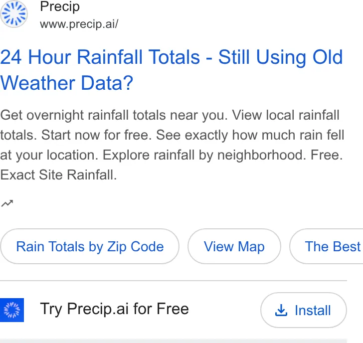 An ad Precip is running