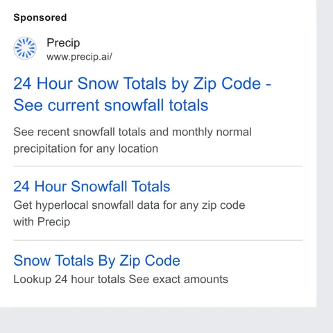 An ad Precip is running
