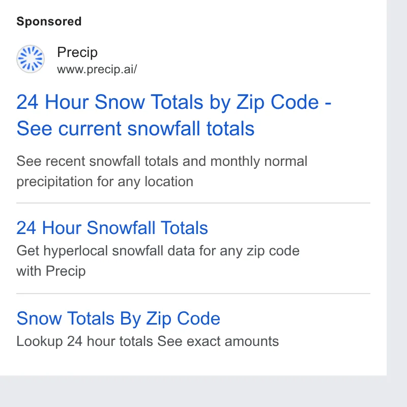 An ad Precip is running