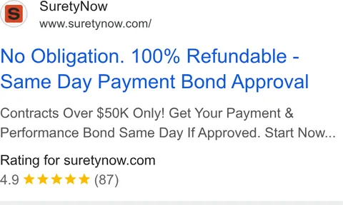 An ad SuretyNow is running
