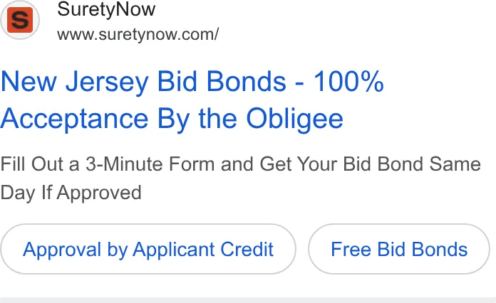 An ad SuretyNow is running