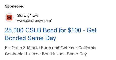 An ad SuretyNow is running
