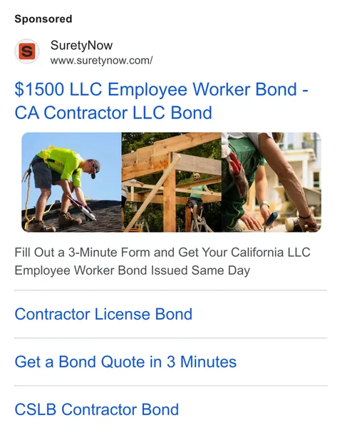 An ad SuretyNow is running