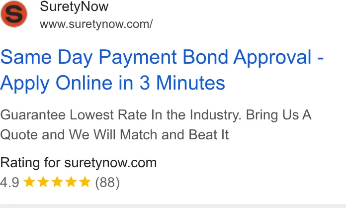 An ad SuretyNow is running