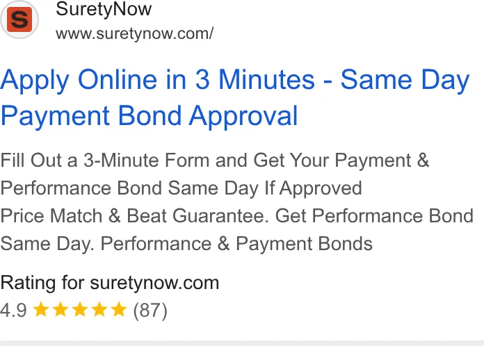 An ad SuretyNow is running