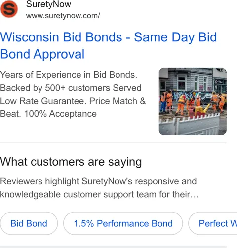 An ad SuretyNow is running