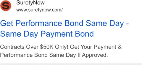 An ad SuretyNow is running