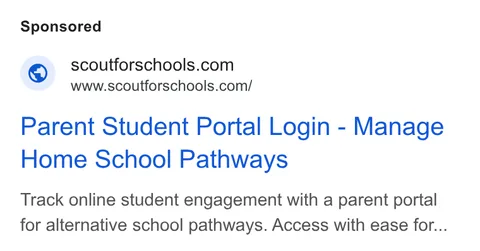 An ad Scoutforschools is running