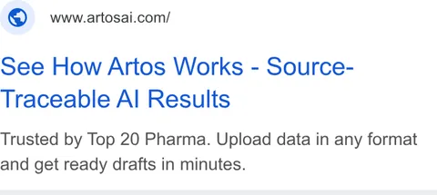 An ad Artos AI is running