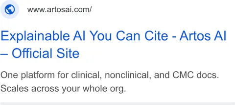 An ad Artos AI is running