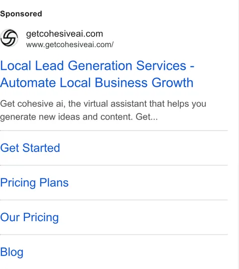 An ad Getcohesiveai is running