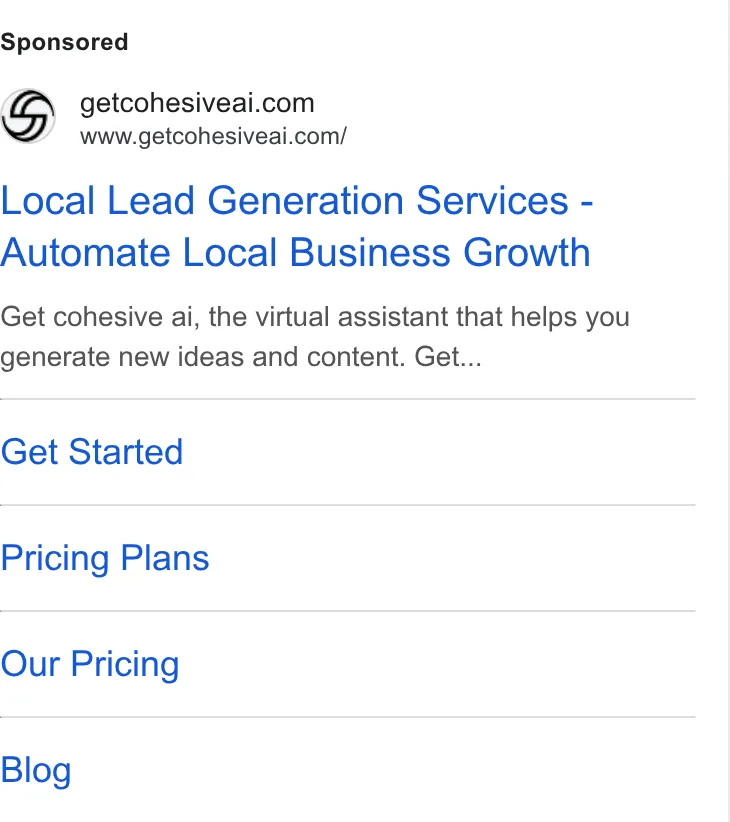 An ad Getcohesiveai is running