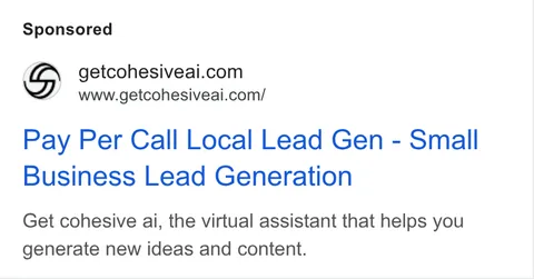 An ad Getcohesiveai is running