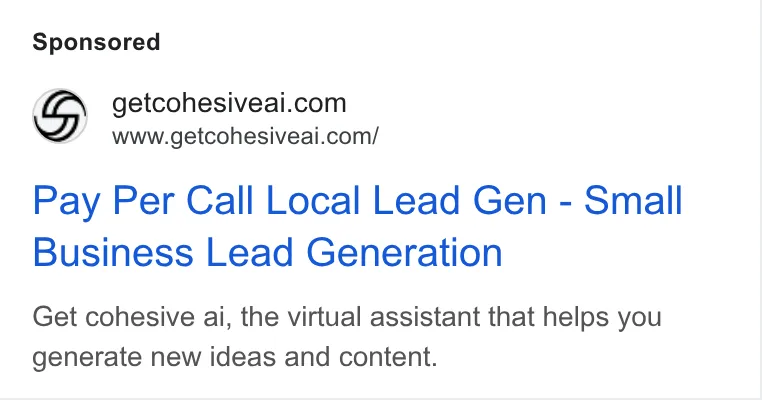 An ad Getcohesiveai is running