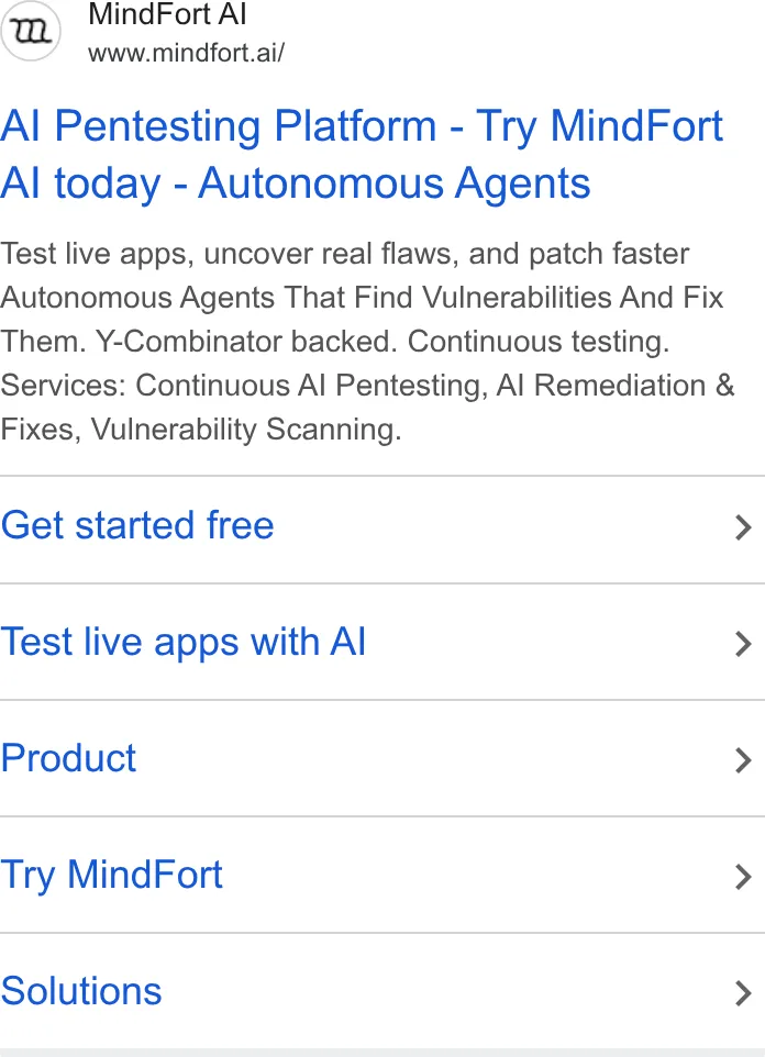 An ad MindFort is running