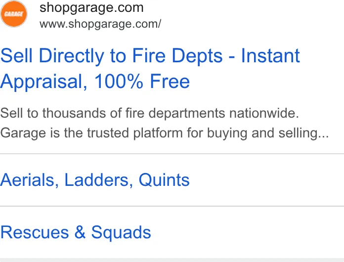 An ad Shopgarage is running