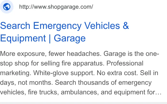 An ad Shopgarage is running