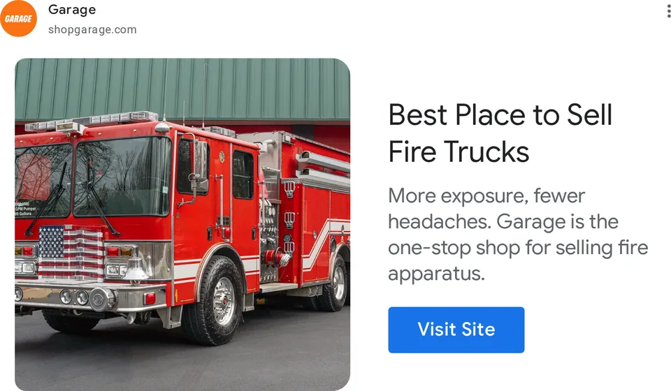 An ad Shopgarage is running