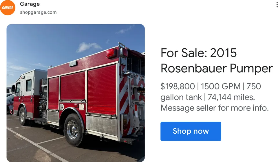 An ad Shopgarage is running