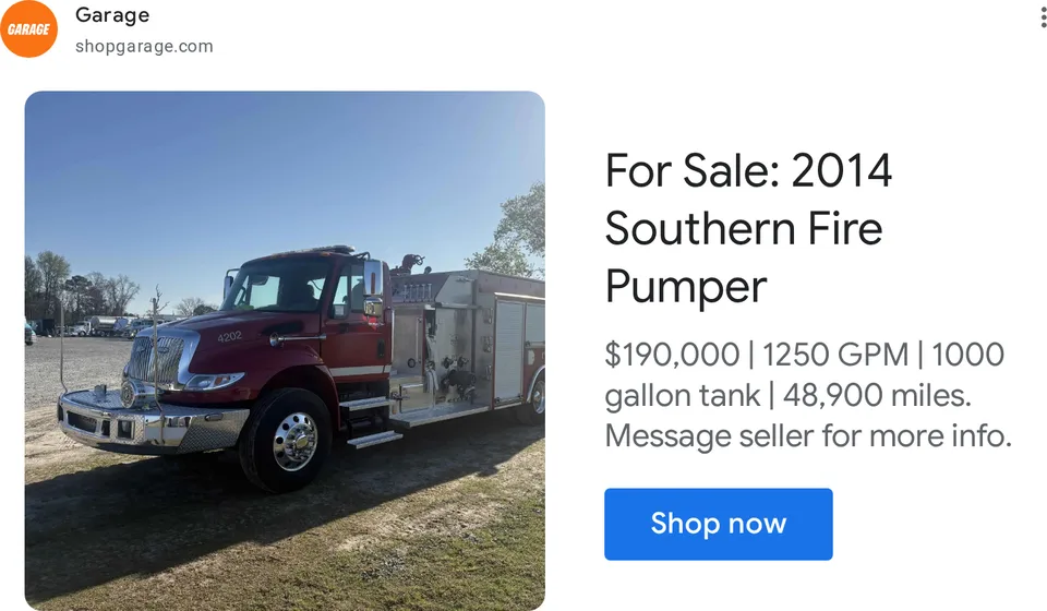An ad Shopgarage is running