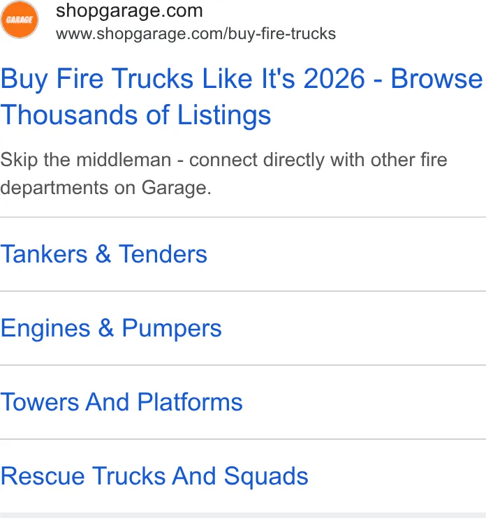 An ad Shopgarage is running