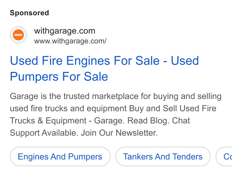 An ad Shopgarage is running
