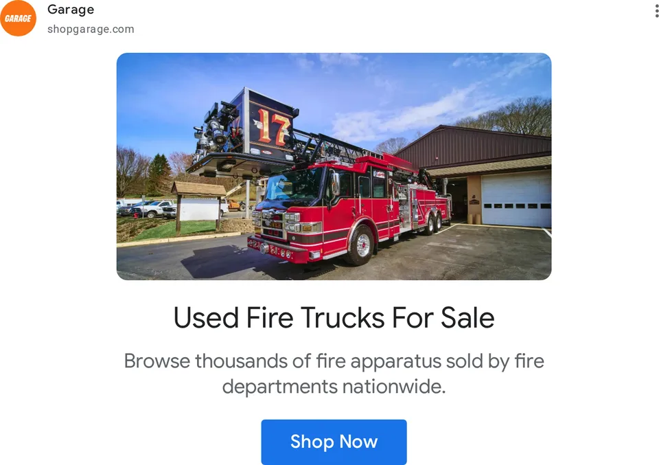 An ad Shopgarage is running