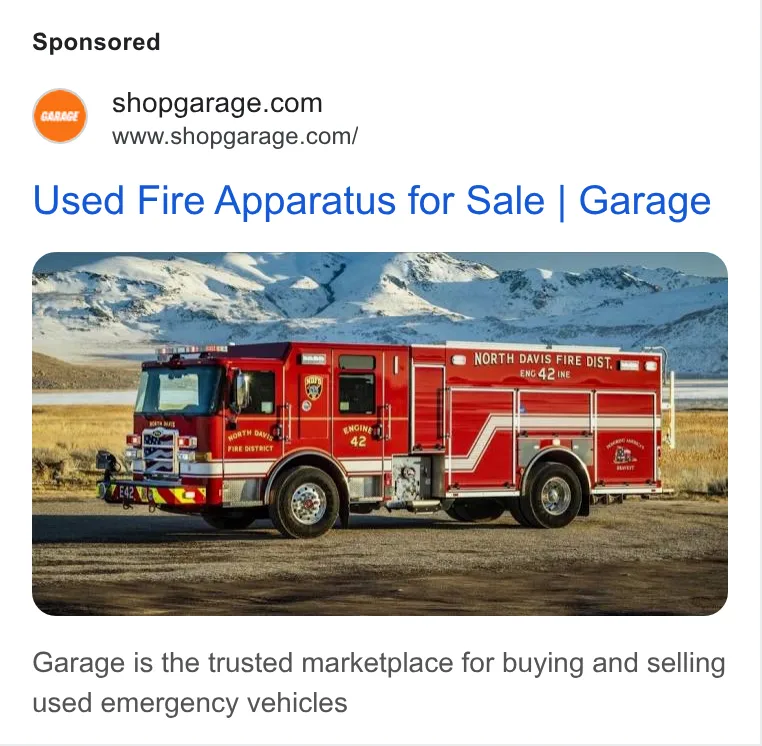 An ad Shopgarage is running