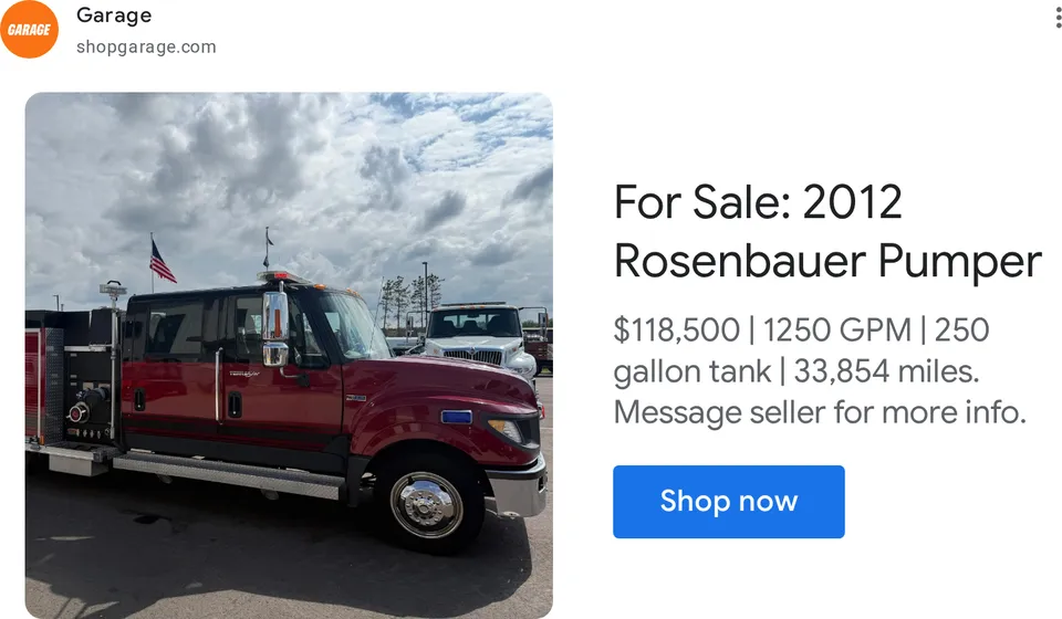 An ad Shopgarage is running