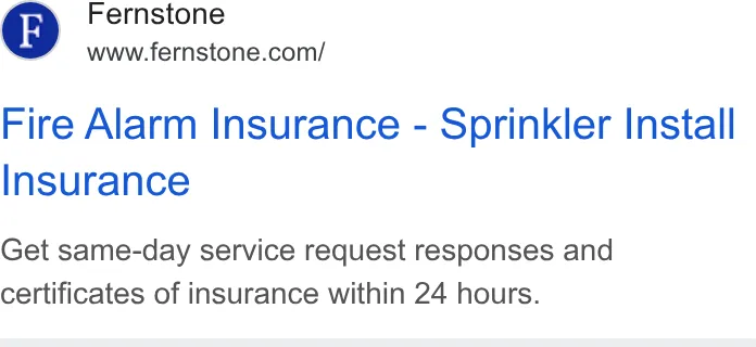 An ad Fernstone Insurance is running