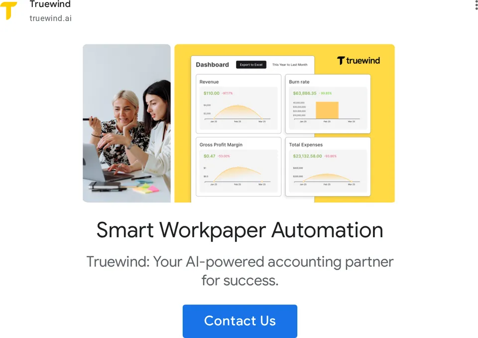 An ad Truewind is running