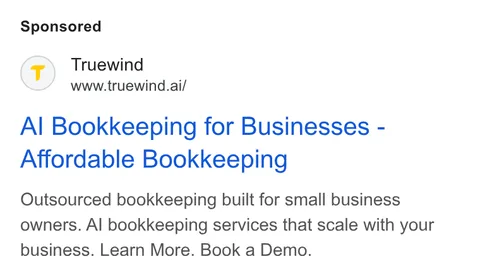 An ad Truewind is running
