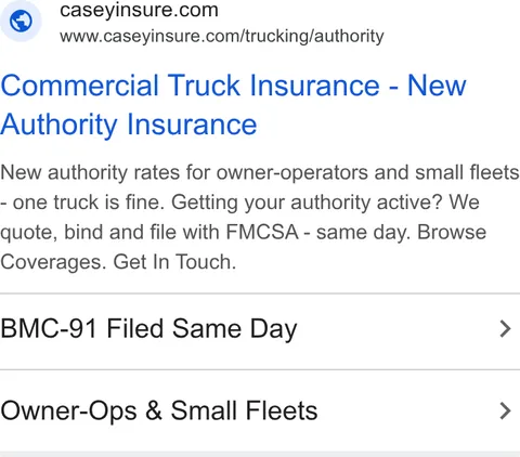 An ad Caseyinsure is running
