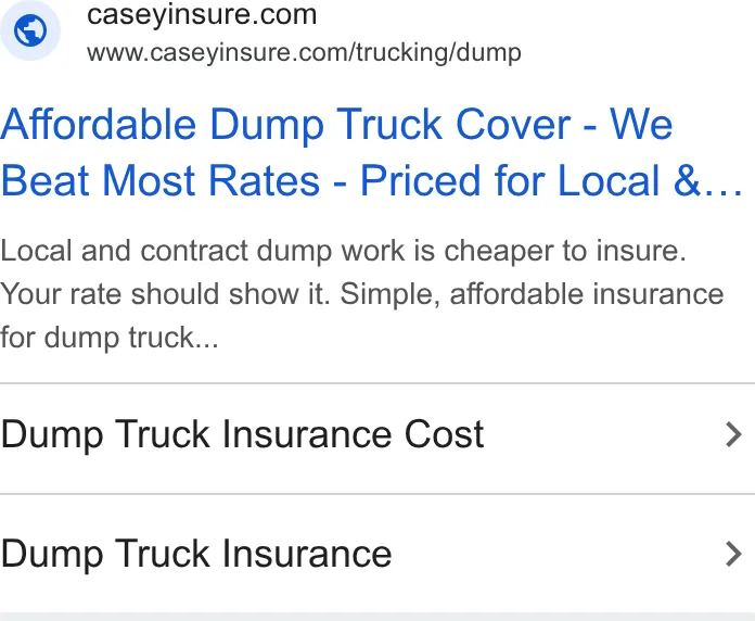 An ad Caseyinsure is running